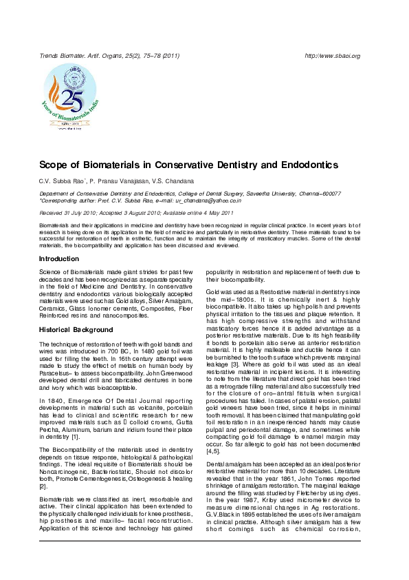  PDF Scope Of Biomaterials In Conservative Dentistry And Endodontics