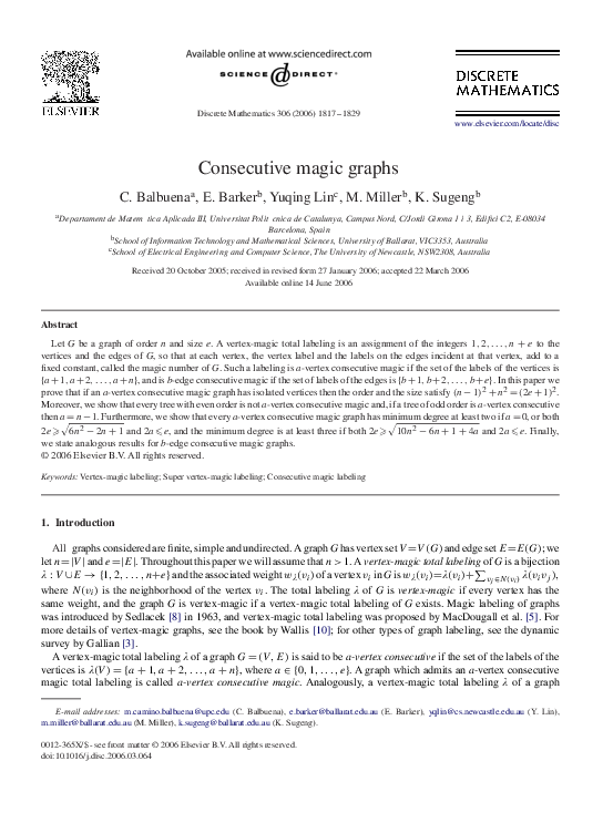 (PDF) Consecutive magic graphs
