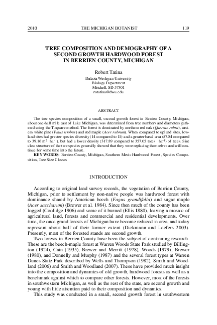 (PDF) Tree Composition and Demography of a Second Growth Hardwood ...