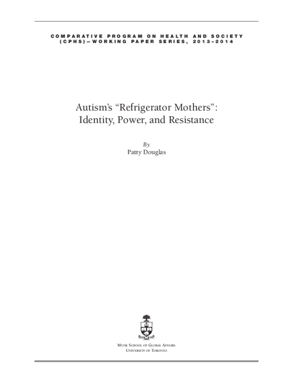 (PDF) Autism's Refrigerator Mothers Identity, Power and Resistance