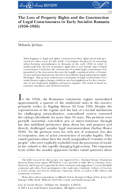 (PDF) The Loss of Property Rights and the Construction of Legal ...