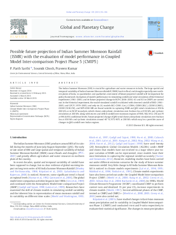 (PDF) Possible Future Projection of Indian Summer Monsoon Rainfall ...
