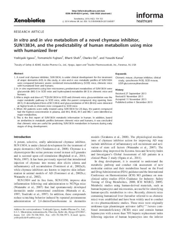 (PDF) In vitro and in vivo metabolism of a novel chymase inhibitor ...
