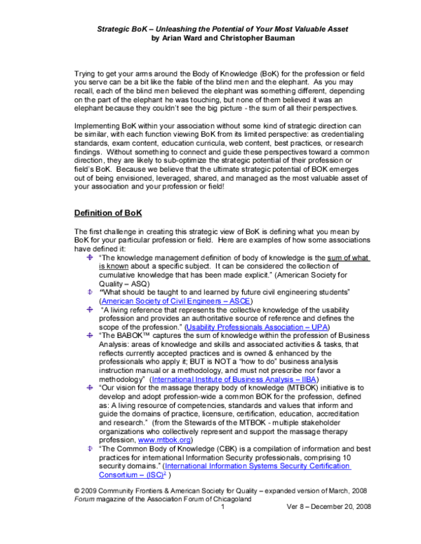 (PDF) Strategic BoK (Body of Knowledge) – Unleashing the Potential of ...