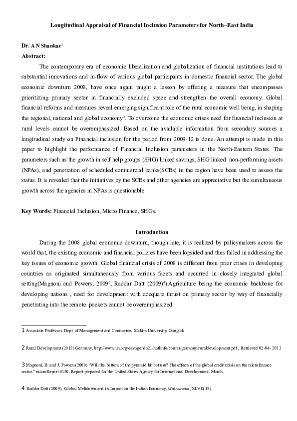 (DOC) Longitudinal Appraisal of Financial Inclusion Parameters for ...