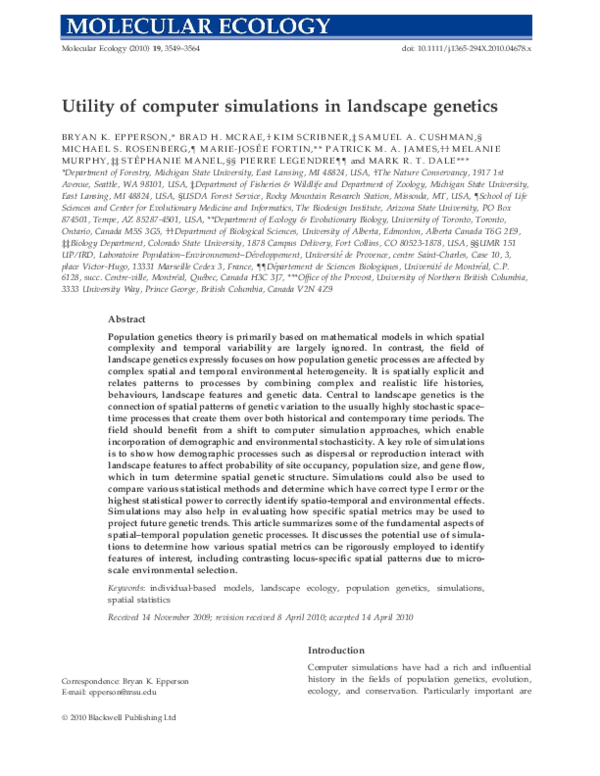 Landscape genetics thesis image