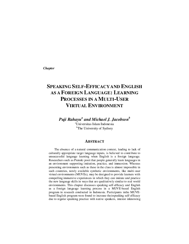 (PDF) Speaking Selfefficacy and English as a Foreign Language