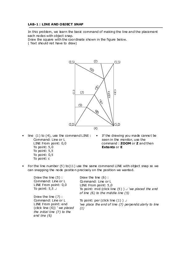 (DOC) LAB-1 : LINE AND OBJECT SNAP