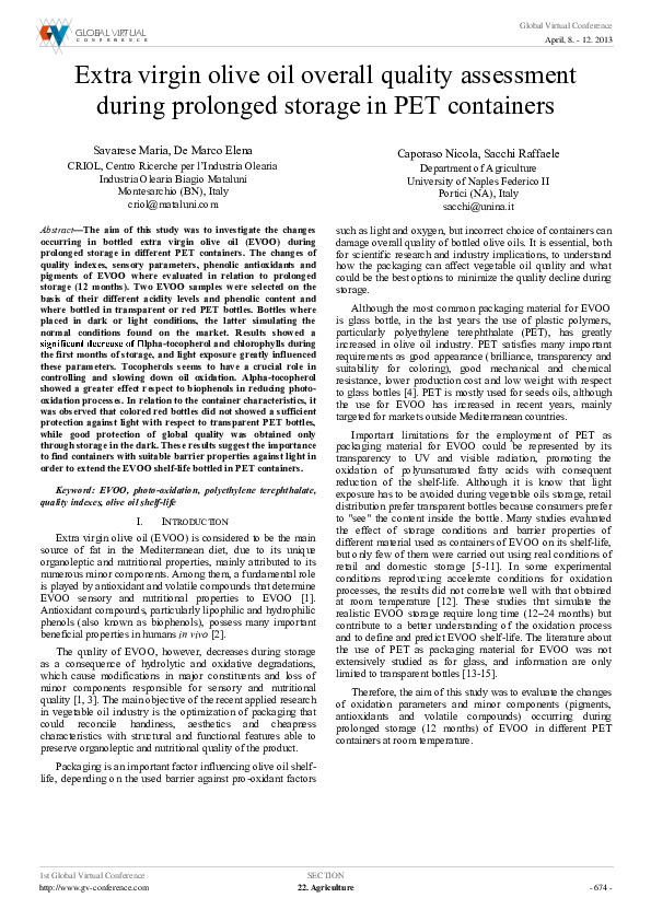 (PDF) Extra virgin olive oil overall quality assessment during ...