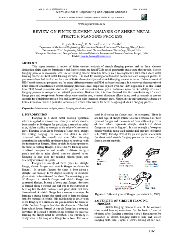 (PDF) REVIEW ON FINITE ELEMENT ANALYSIS OF SHEET METAL STRETCH FLANGING ...