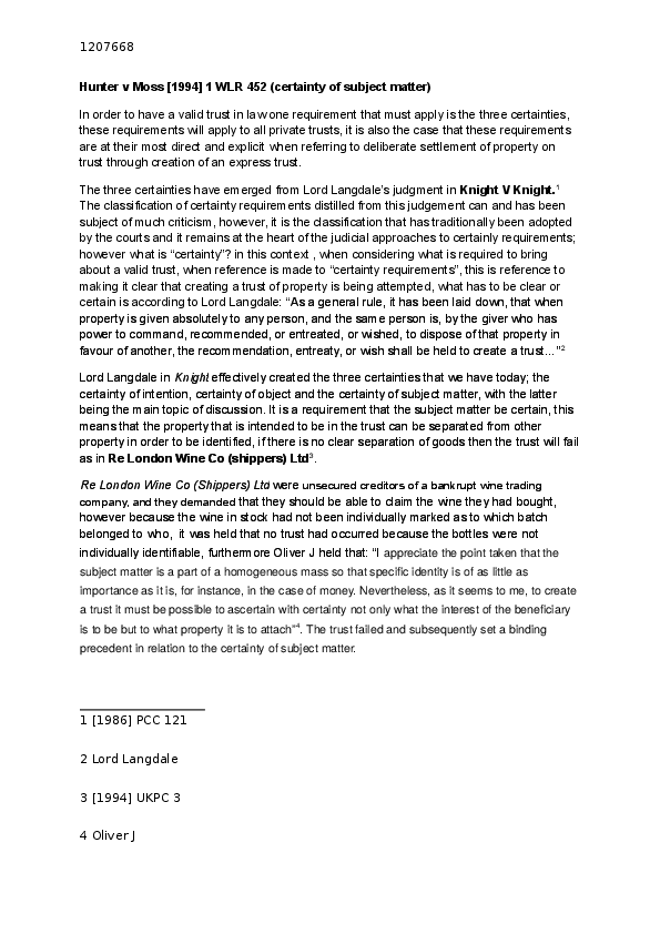 Hunter v moss essay example 08 image