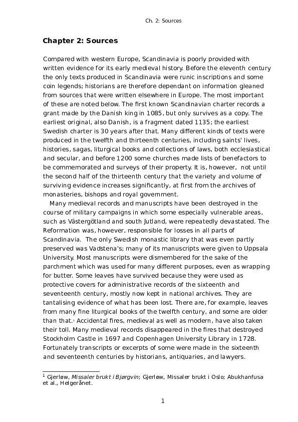 Viking-Age and Early Medieval Scandinavia, chapter 2: Sources