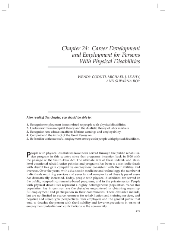 (PDF) Career Development and Employment for Persons with Physical ...