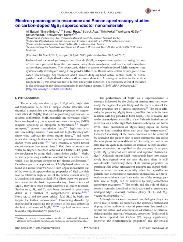 (PDF) Electron paramagnetic resonance and Raman spectroscopy studies on ...