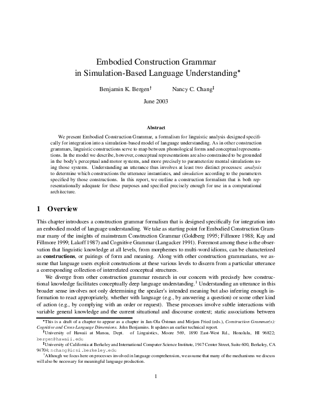 (PDF) Embodied construction grammar in simulation-based language ...