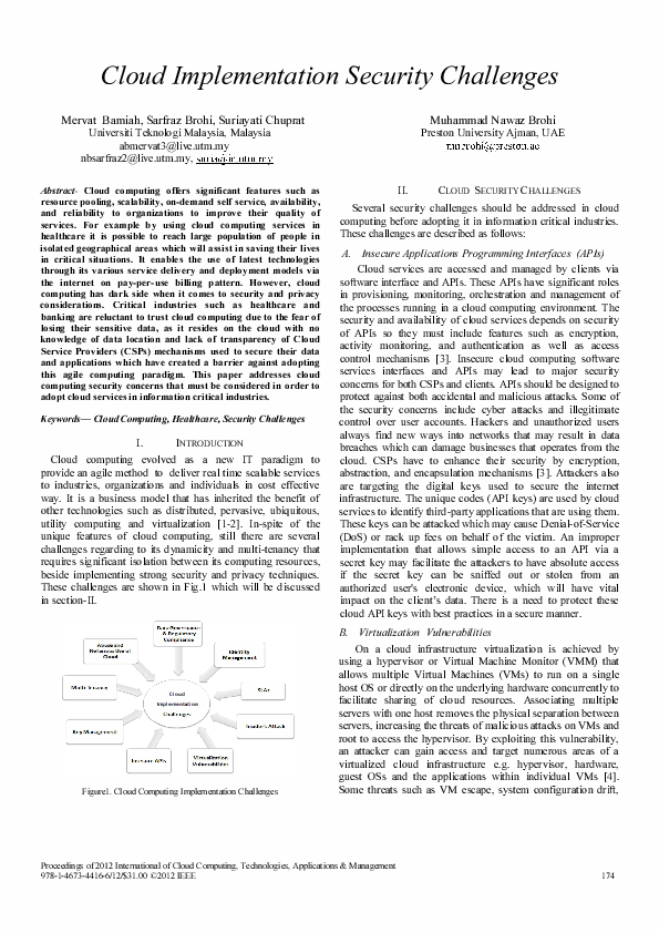 (PDF) Cloud implementation security challenges