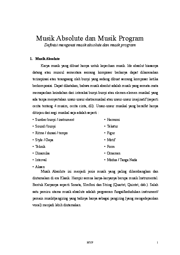 (PDF) Musik Absolute dan Musik Program
