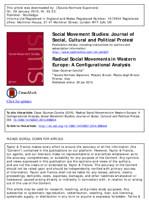 (PDF) Radical social movements in Western Europe. A configurational ...