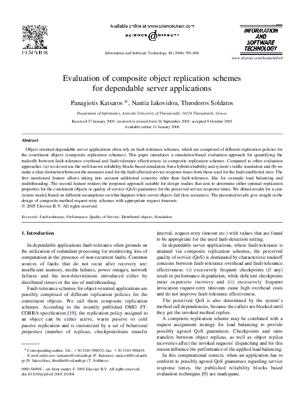 (PDF) Evaluation of composite object replication schemes for dependable ...