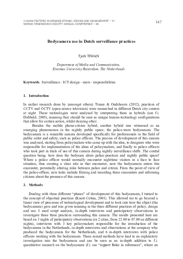 (PDF) Bodycamera use in Dutch surveillance practices