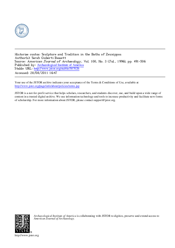 (PDF) Historiae custos Sculpture and Tradition in the Baths of