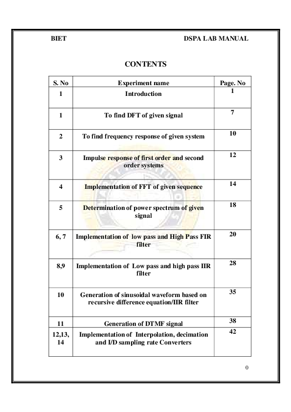 (PDF) BIET DSPA LAB MANUAL ranjith karna Academia.edu