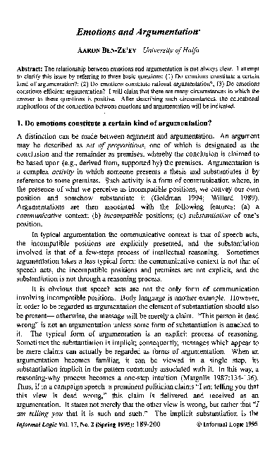 Emotional argument vs logical argument image