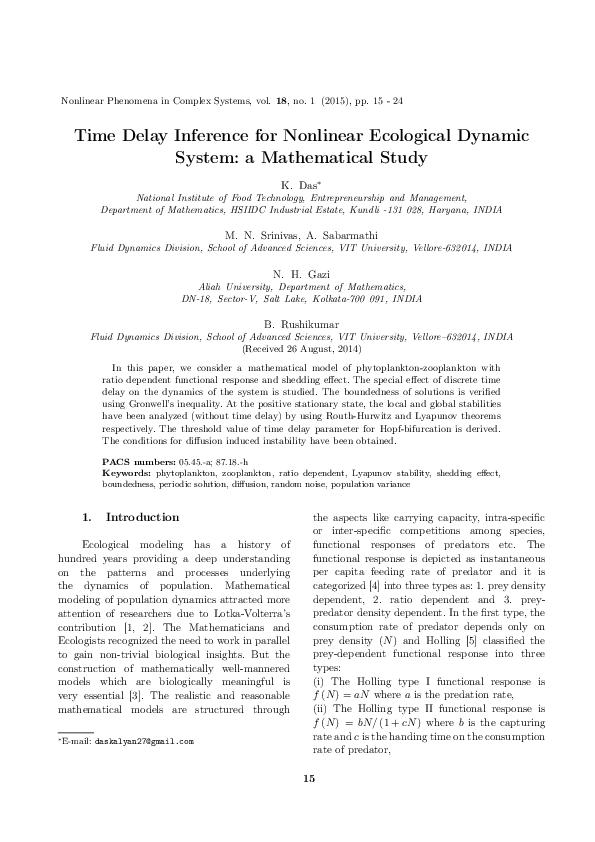 (PDF) Time Delay Inference for Nonlinear Ecological Dynamic System: a ...
