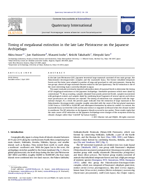 (PDF) Timing of megafaunal extinction in the late Late Pleistocene on ...