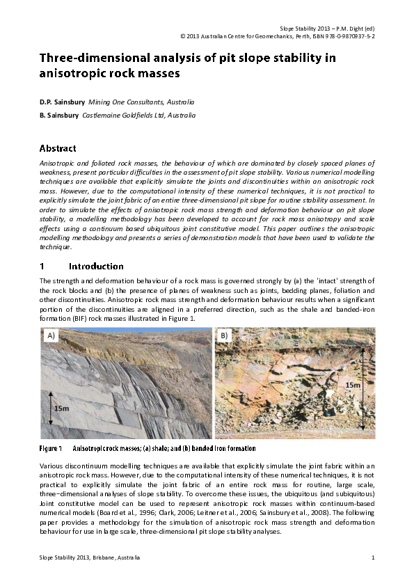 (PDF) Three-Dimensional Analysis of Pit Slope Stability in Anistropic ...