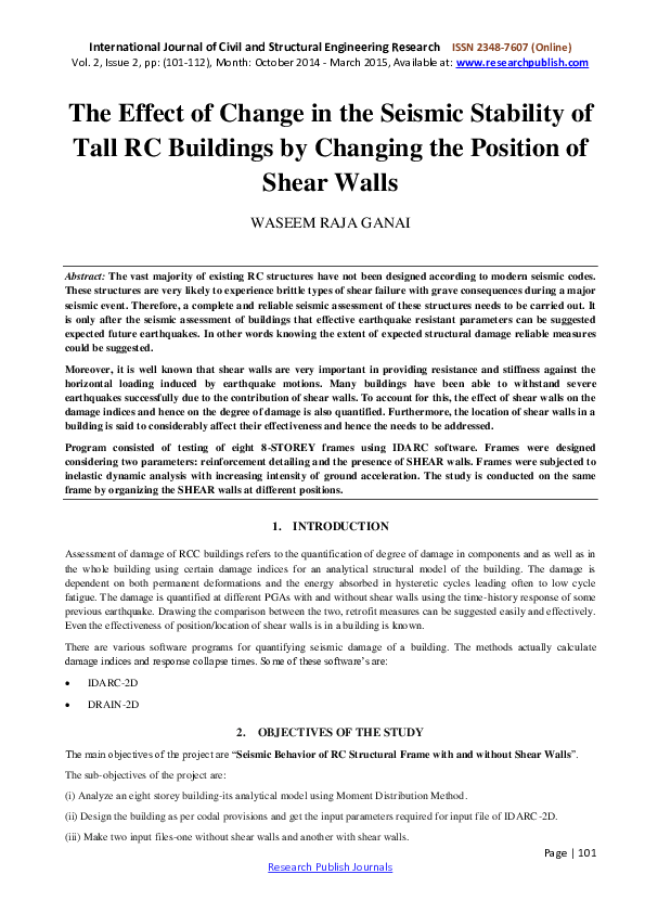 (PDF) The Effect of Change in the Seismic Stability of Tall RC ...