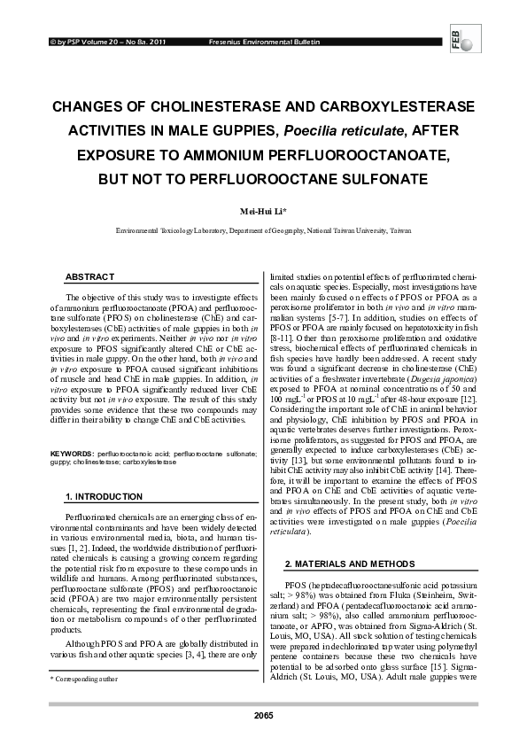 (PDF) Changes of cholinesterase and carboxylesterase activities in male ...