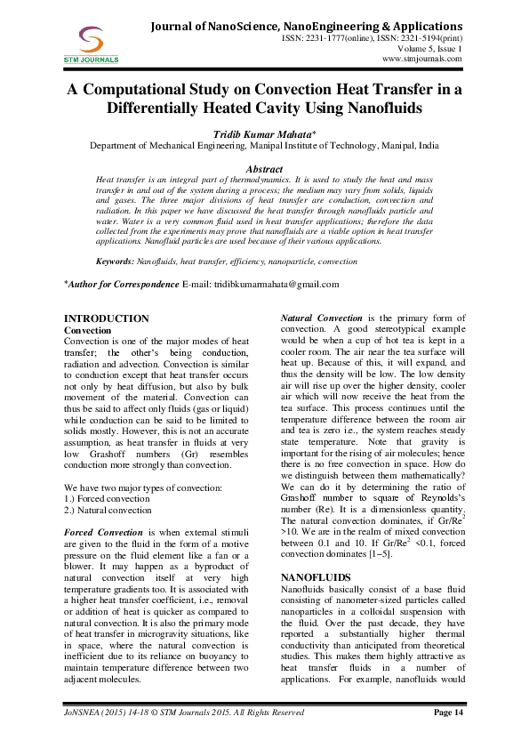 (PDF) Convection Heat Transfer in a Differentially Heated Cavity Using ...