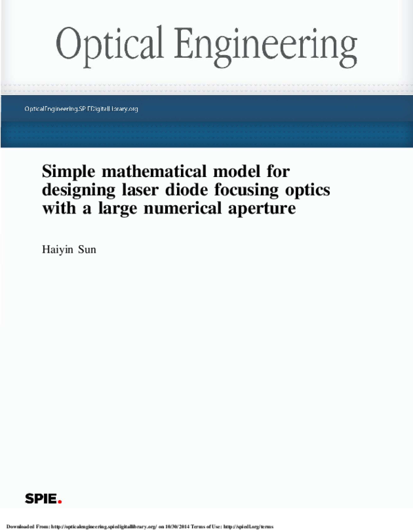 (PDF) Simple mathematical model for designing laser diode focusing