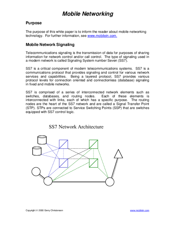 (PDF) Mobile Networking Purpose Mobile Network Signaling