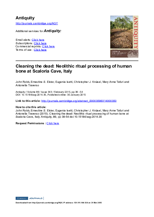 (PDF) Cleaning the dead: Neolithic ritual processing of human bone at ...