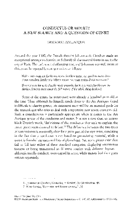 Conductus or Motet? A New Source and a Question of Genre