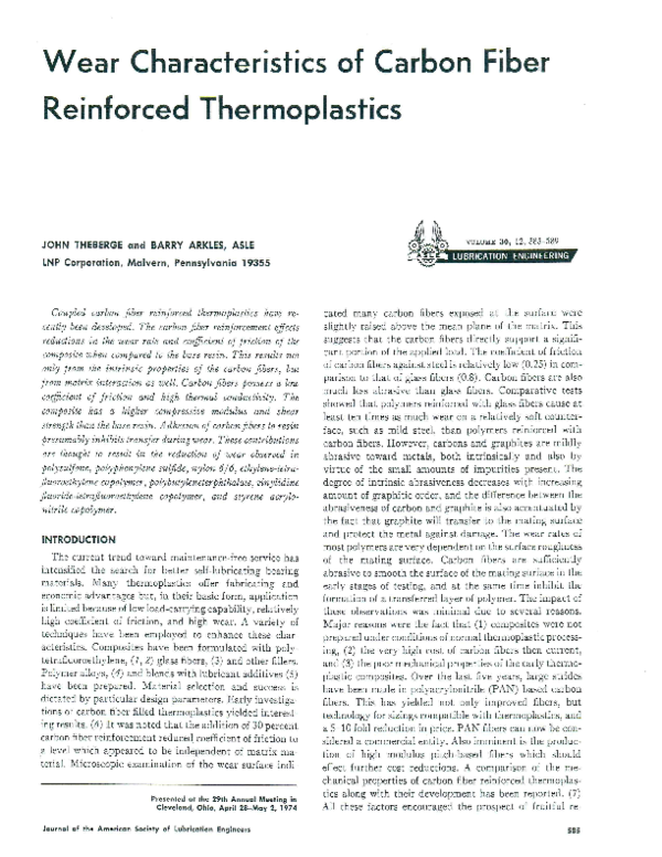 (PDF) Wear Characteristics of Carbon Fiber Reinforced Composites