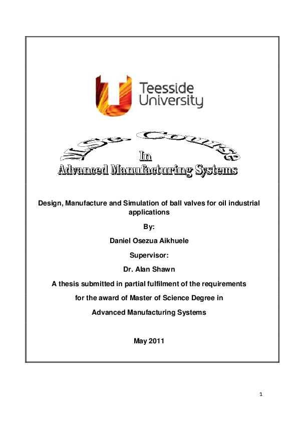 (PDF) Design, Manufacture and Simulation of ball valves for oil