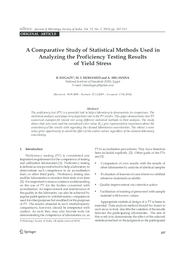 (PDF) A comparative study of statistical methods used in analyzing the ...