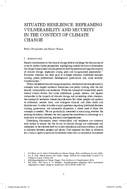 (PDF) Situated Resilience: Reframing Vulnerablity and Security in the ...