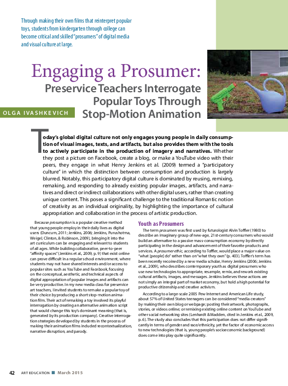 (PDF) Engaging a prosumer: Preservice art teachers interrogate popular ...