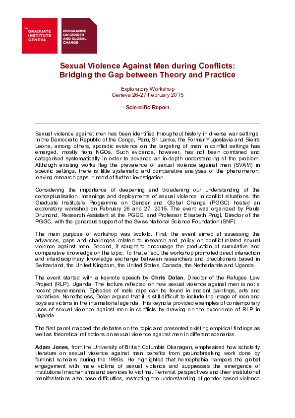 (PDF) Sexual Violence Against Men during Conflicts: Bridging the Gap ...