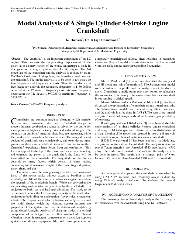 (PDF) Modal Analysis of A Single Cylinder 4Stroke Engine Crankshaft