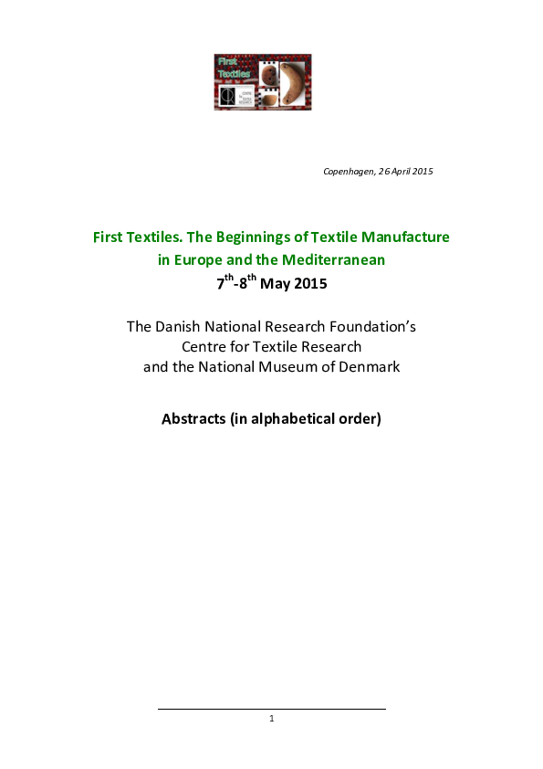 (PDF) First Textiles. The Beginnings of Textile Manufacture in Europe ...