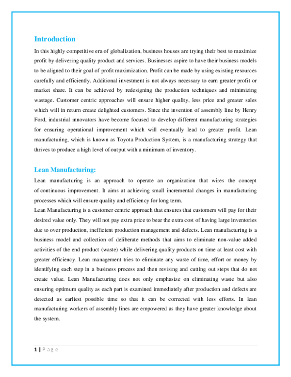 (PDF) Lean Manufacturing