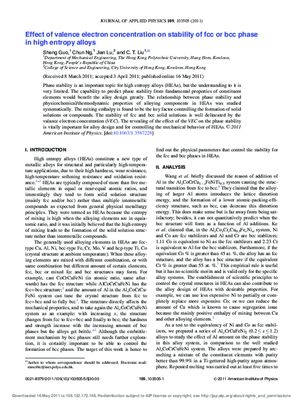 ミラクル PDF) Effect of valence electron concentration on stability