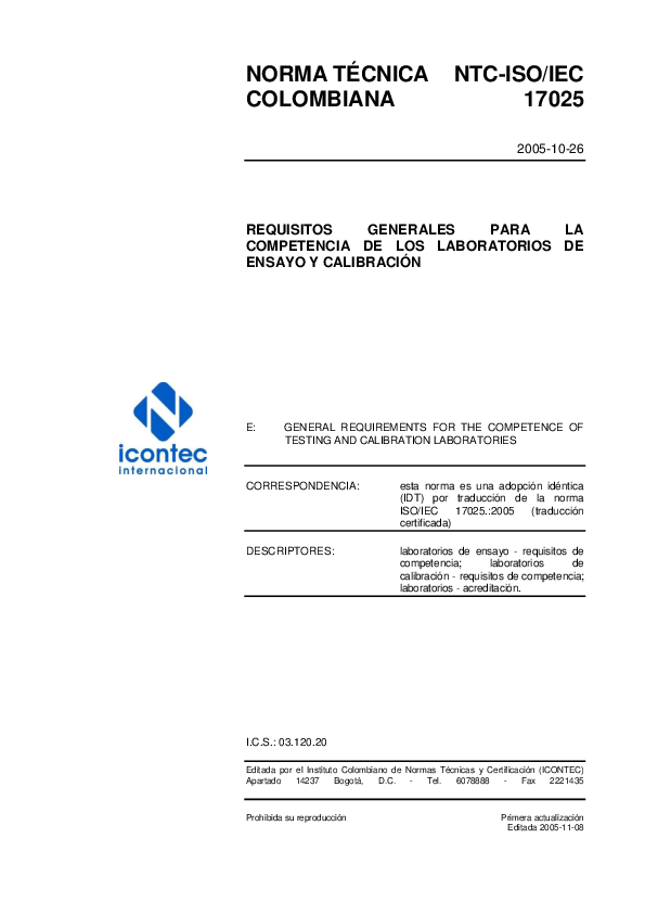 (PDF) NORMA TÉCNICA NTCISO/IEC COLOMBIANA 17025 REQUISITOS GENERALES