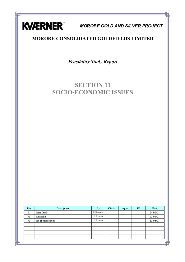 (PDF) Burton, John E. 2001. Feasibility Study Report: Section 11 Socio ...