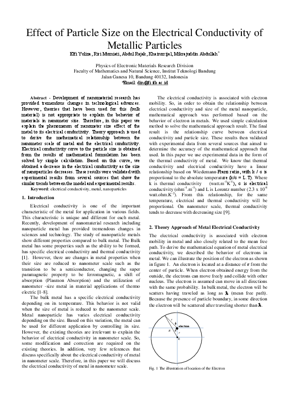 (PDF) Effect of Particle Size on the Electrical Conductivity of ...